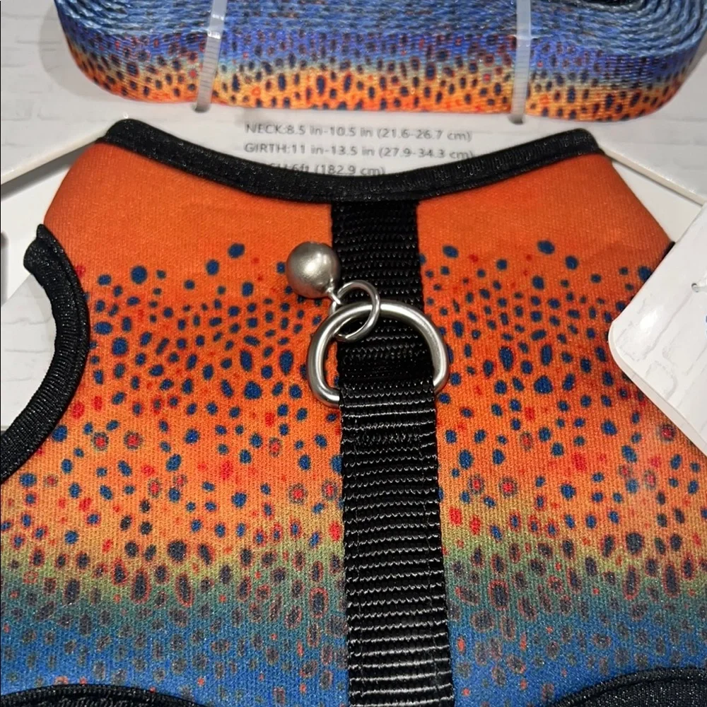 Kitten Fish Print Whisker City- Vest Harness & Leash Set with Bell